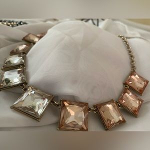 Pink to Clear Square Crystal Necklace (discounts on necklace bundles)